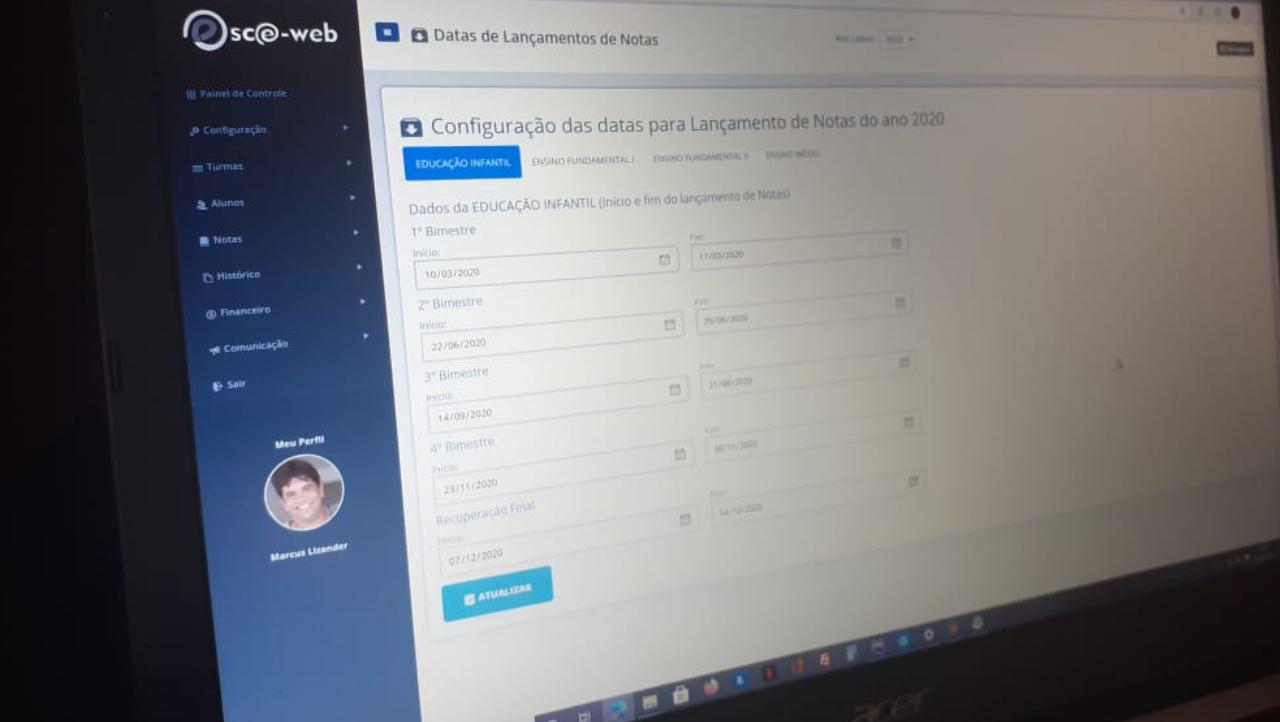 Cadastro de Datas para o Lançamento de Notas