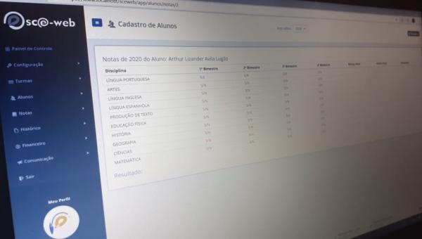 Notas Obtidas pelo Aluno no Ano Letivo