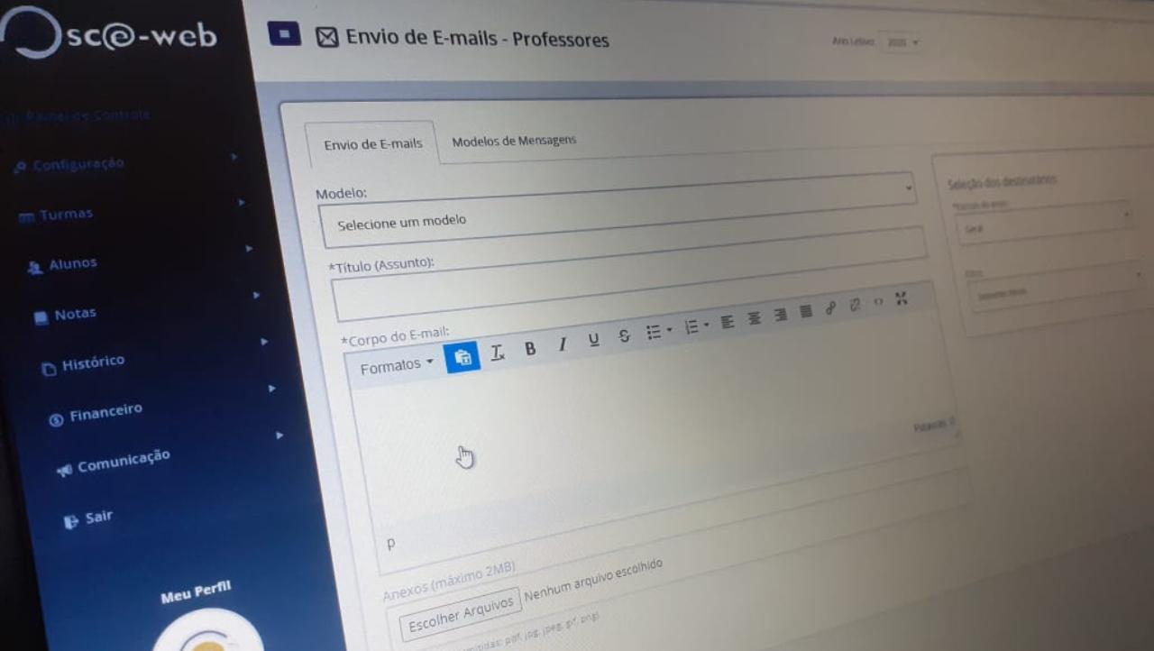 Envio de E-mails para Professores